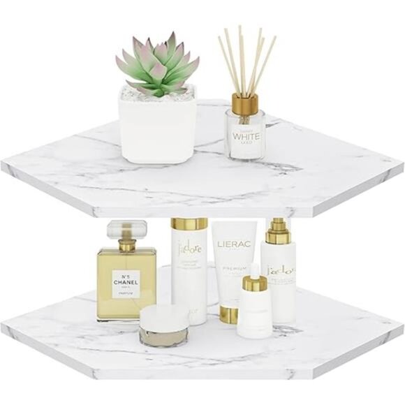 Corner Wall Shelf, Set of 2 Floating Corner Shelves with Wire Hole - Picture 7 of 7